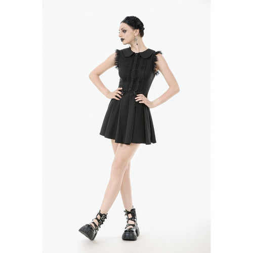 Dark In Love Gwendolyn Lace Panel Goth Mini Dress in Black - DevilGothic DevilGothic