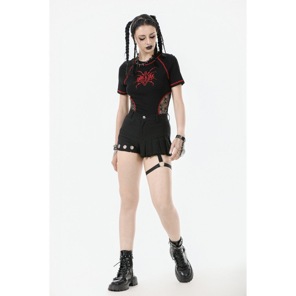 Dark in Love Gwen Pleated Garter Shorts - DevilGothic DevilGothic
