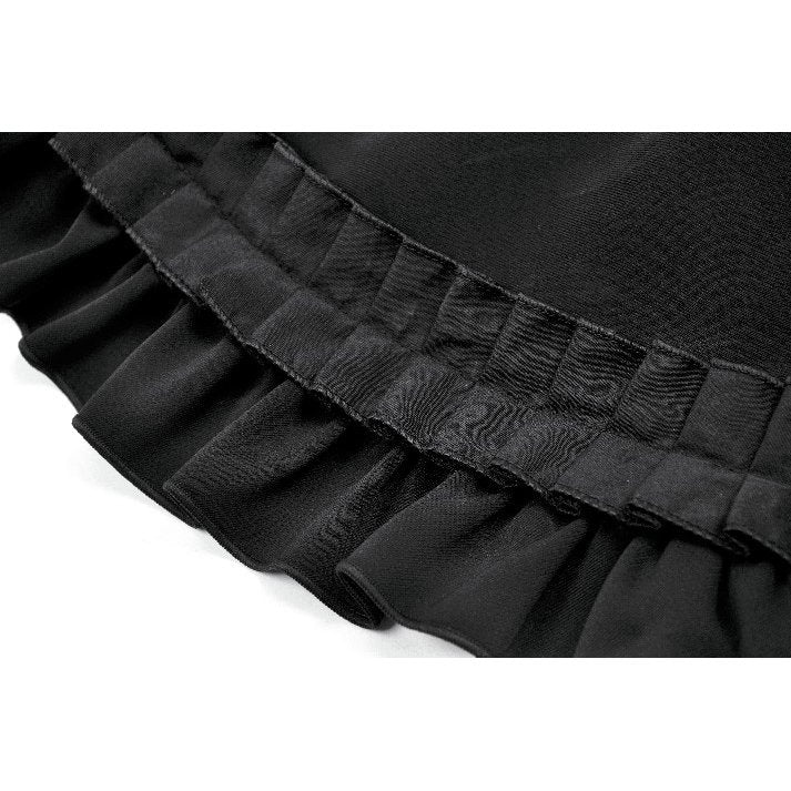 Dark in Love Lolita-Inspired Ruffled Mini Skirt in Black - DevilGothic DevilGothic