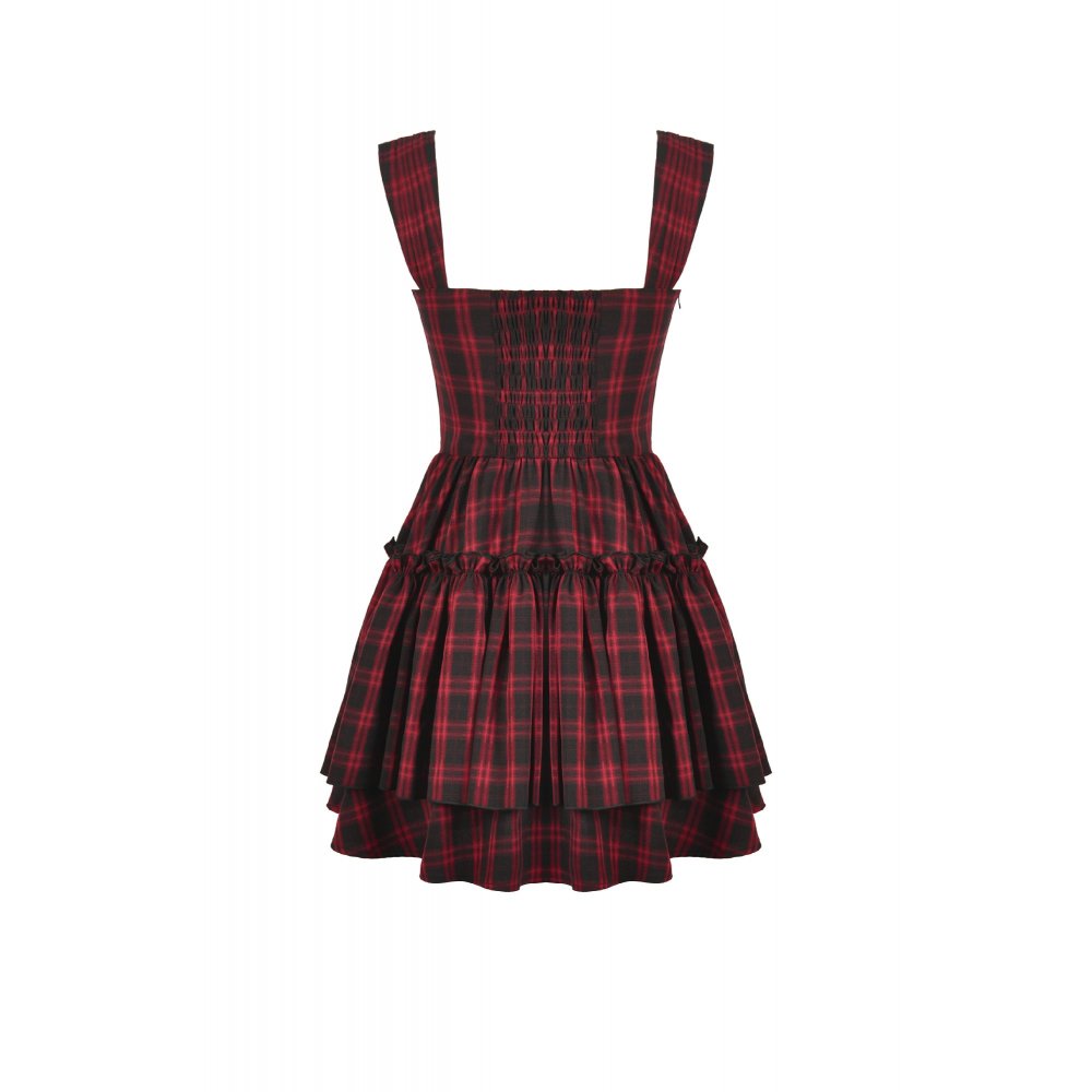 Dark in Love Morrigan Tartan Lace-Up Dress - DevilGothic DevilGothic