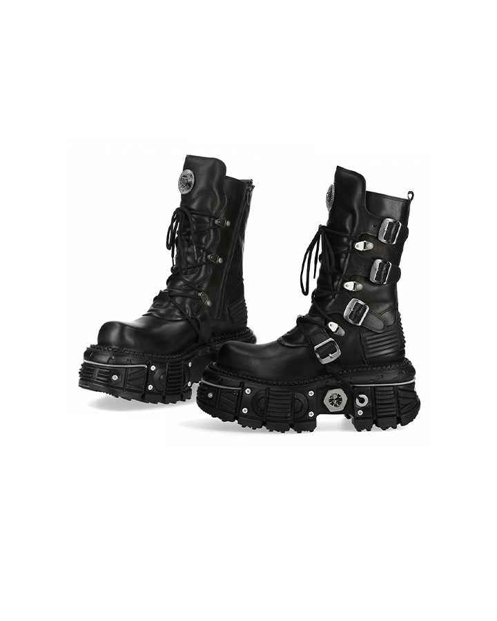 New High-Top Buckled Gothic Boots