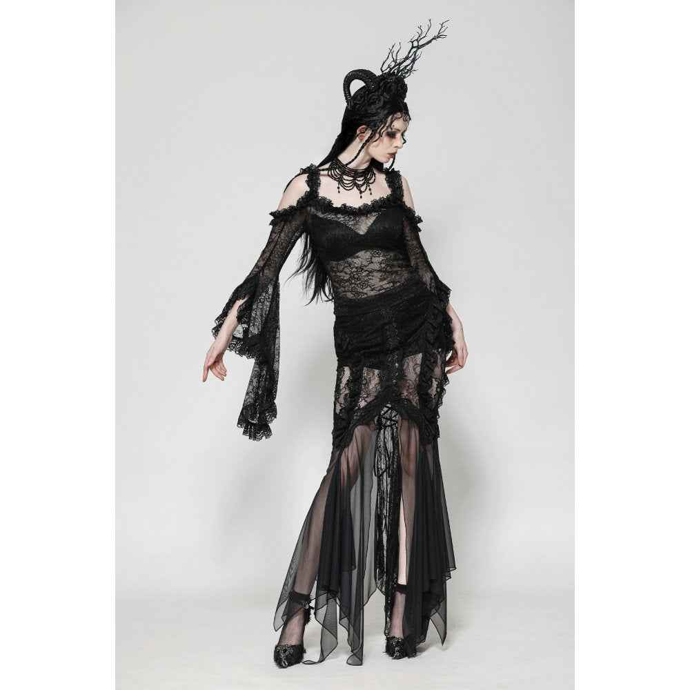 Dark in Love Nevaeh Gothic Lace and Mesh Mermaid Skirt