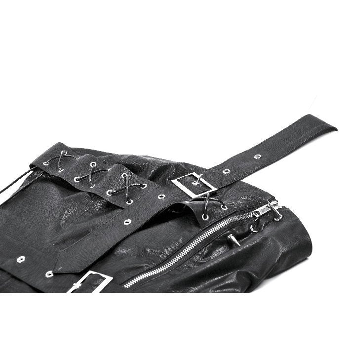 Dark in Love Vespera One-Shoulder Spiked Faux Leather Corset Top - DevilGothic DevilGothic