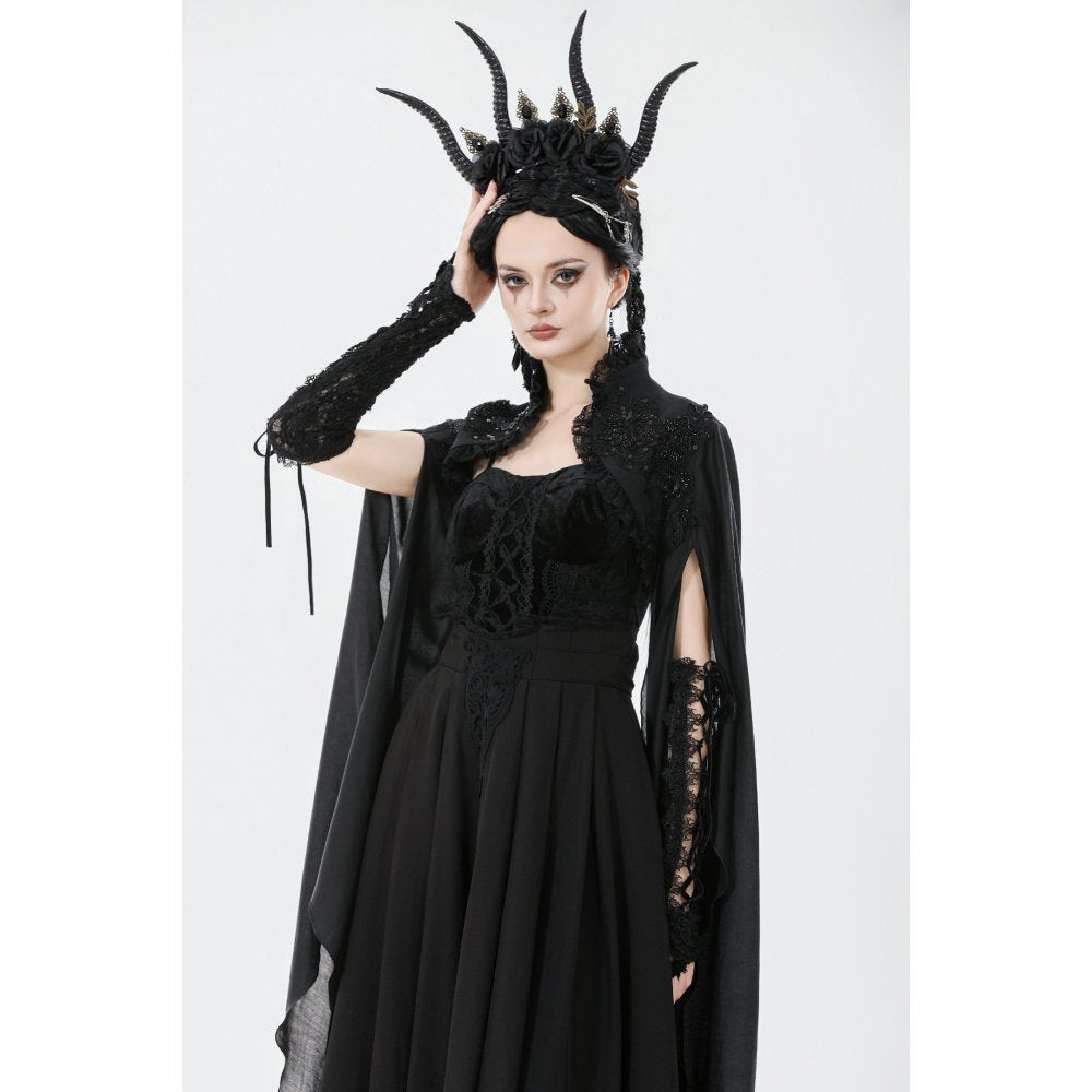 Dark in Love Erzsébet Dramatic Lace Gothic Cape Shrug - DevilGothic DevilGothic