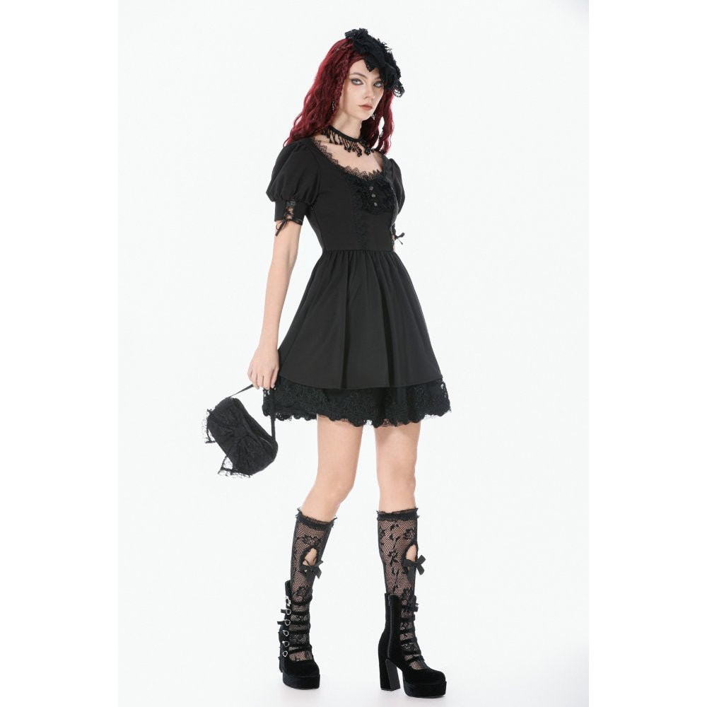 Dark In Love Victoria Black Lace Bow Mini Handbag - DevilGothic DevilGothic