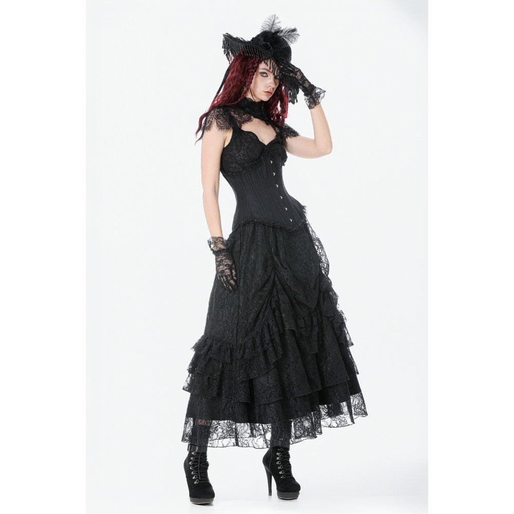 Dark in Love Vintage Gothic Lace Layered Maxi Skirt - DevilGothic DevilGothic