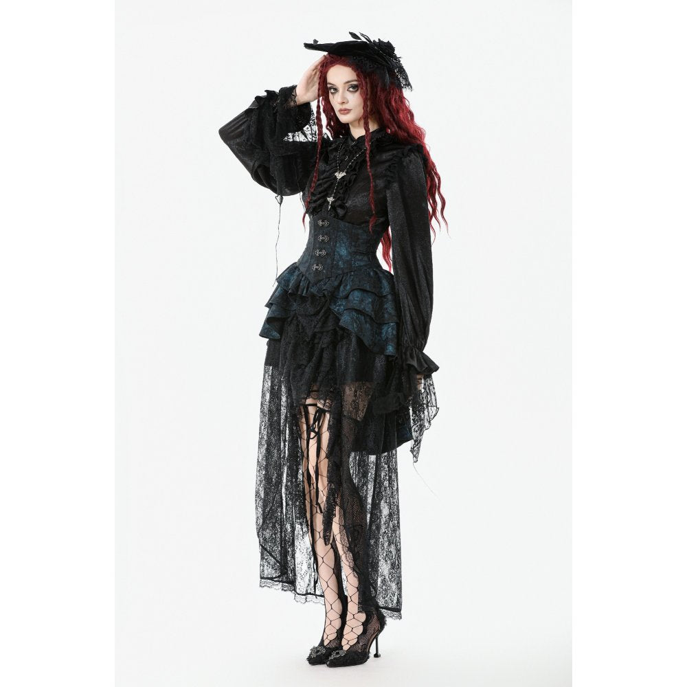 Dark in Love Sabina High-Low Sheer Lace Skirt - DevilGothic DevilGothic