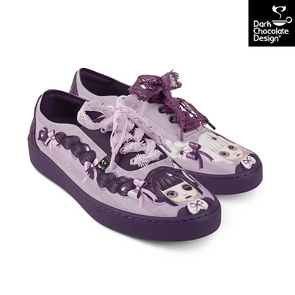 Chocolaticas® Nocturna Sisters – Gothic Dollface Lace-Up Sneakers - DevilGothic DevilGothic