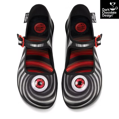 Chocolaticas® Abyss - Hypnotic Eye Mary Jane Flats - Size UK 9.5 Left Only! - DevilGothic DevilGothic