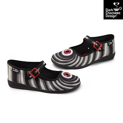 Chocolaticas® Abyss - Hypnotic Eye Mary Jane Flats - Size UK 9.5 Left Only! - DevilGothic DevilGothic
