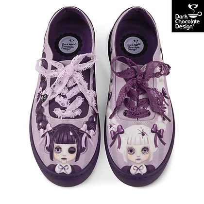 Chocolaticas® Nocturna Sisters – Gothic Dollface Lace-Up Sneakers - DevilGothic DevilGothic