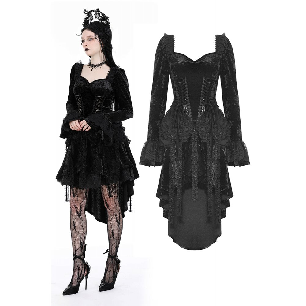 Dark in Love Seraphina Velvet Lace Goth Dress - DevilGothic DevilGothic