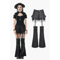 Dark in Love Lace-Up Layered Goth Convertible Flare Trousers or Shorts - DevilGothic DevilGothic