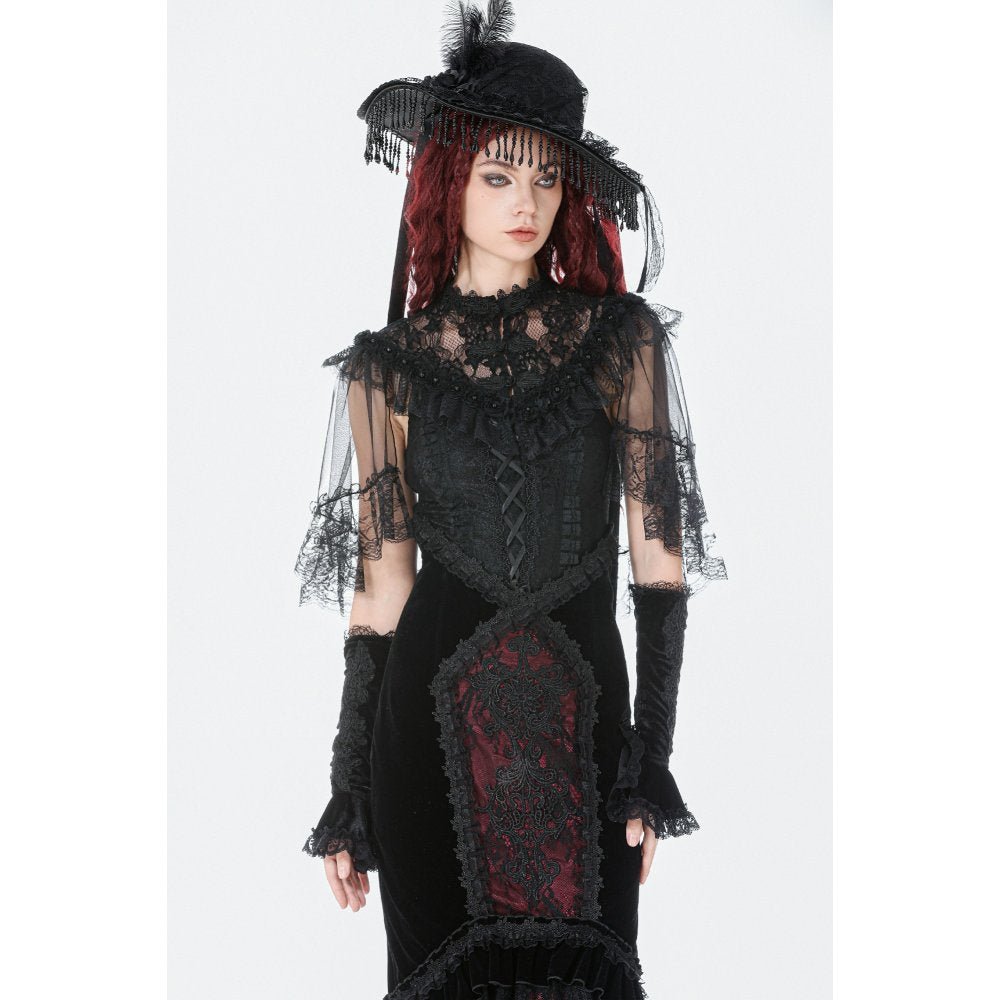 Dark in Love Morwenna Gothic Lace Ruffle Capelet - DevilGothic DevilGothic