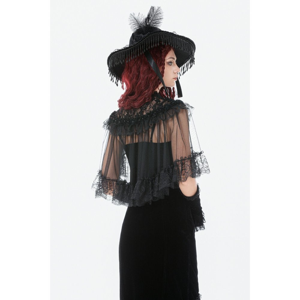 Dark in Love Morwenna Gothic Lace Ruffle Capelet - DevilGothic DevilGothic