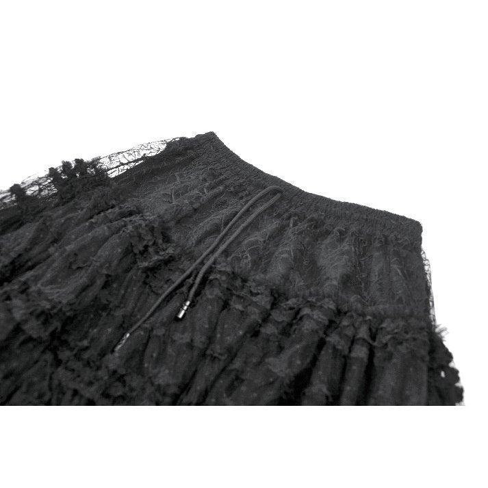 Dark in Love Morticia Gothic Velvet & Lace Skirt in Black - DevilGothic DevilGothic