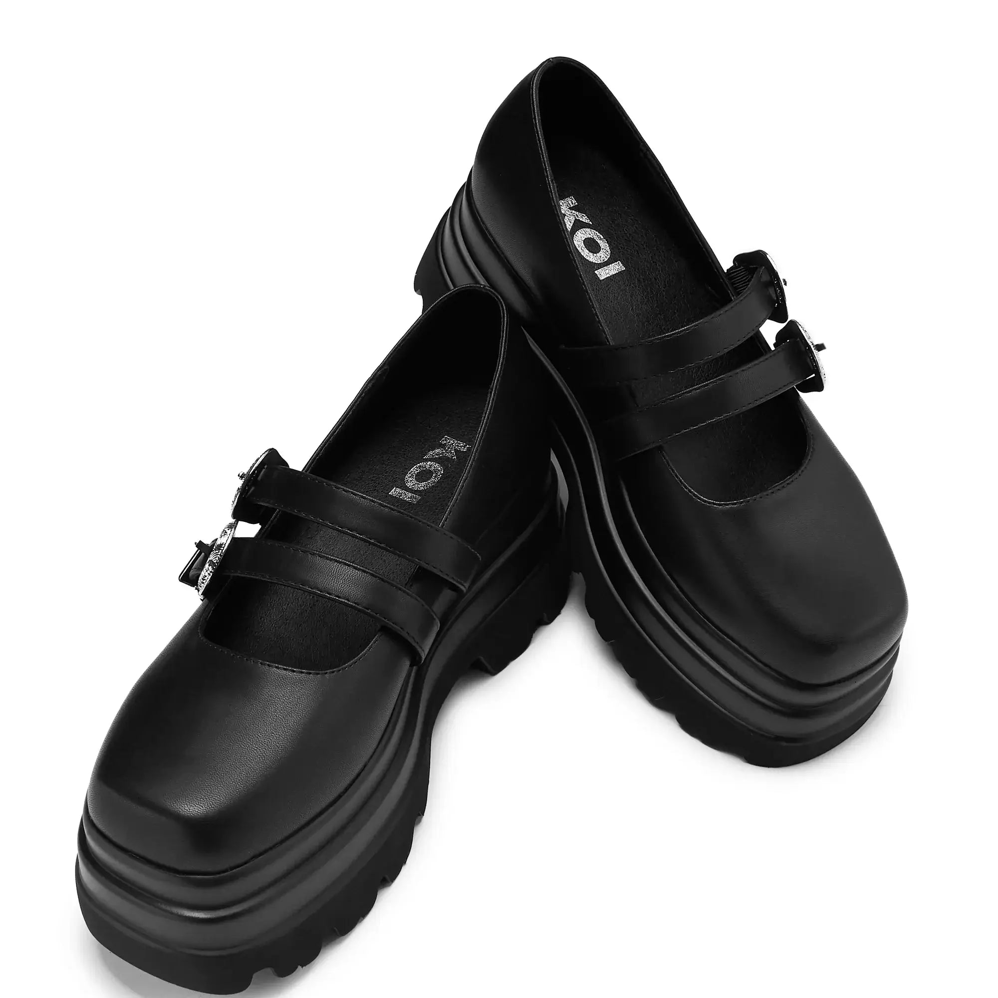 Koi Damona Trident Ornate Buckle Mary Janes  Shoes in Black - DevilGothic DevilGothic