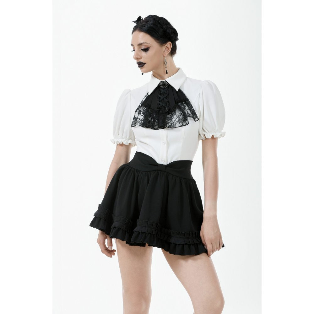 Dark in Love Lolita-Inspired Ruffled Mini Skirt in Black - DevilGothic DevilGothic