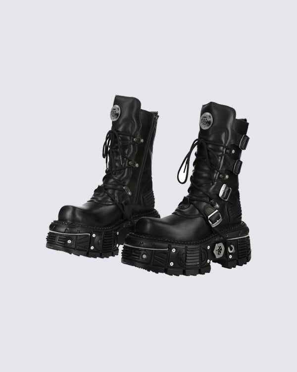 New High-Top Buckled Gothic Boots