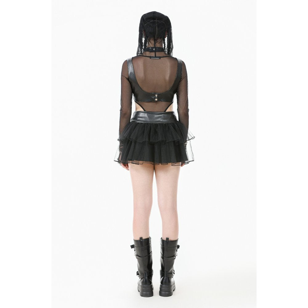 Dark in Love Bonded Tulle Layered Goth Mini Skirt in Black - DevilGothic DevilGothic