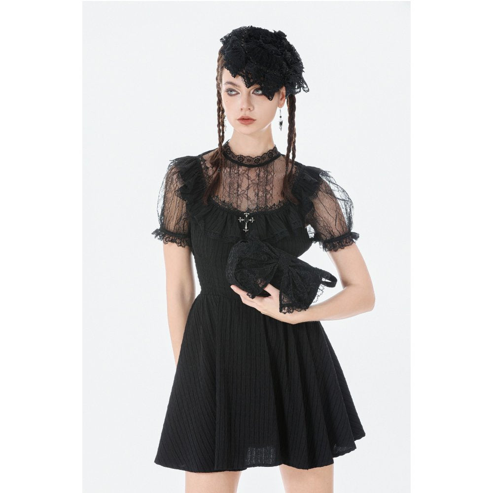 Dark In Love Victoria Black Lace Bow Mini Handbag - DevilGothic DevilGothic