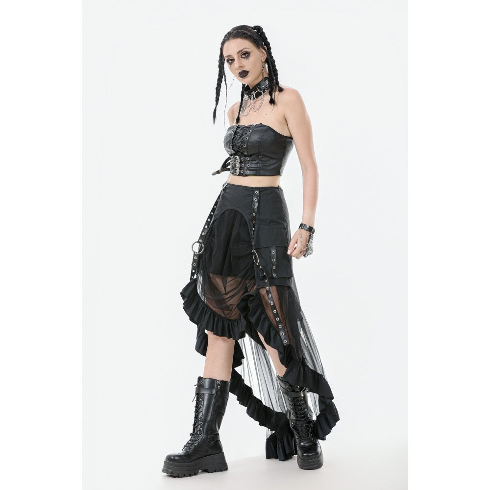 Dark in Love Ravena Buckled Faux Leather Corset Top - DevilGothic DevilGothic