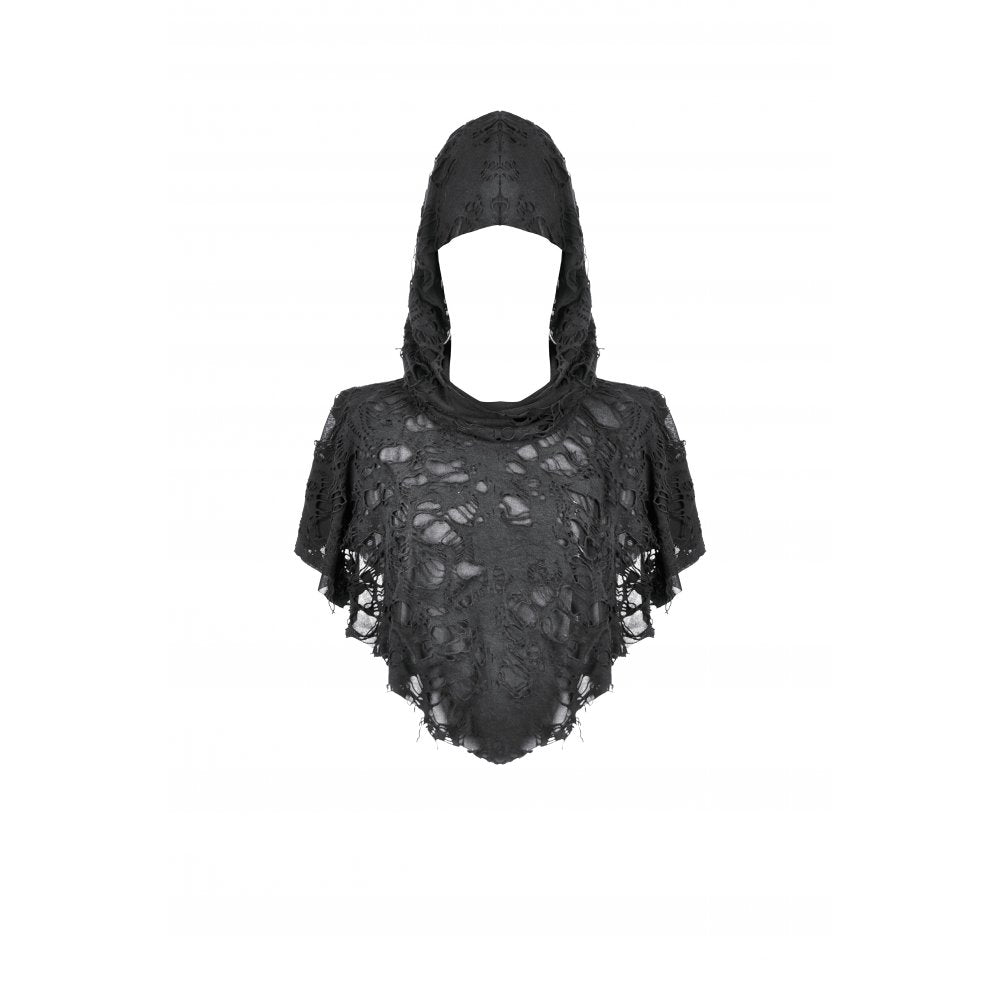 Dark in Love Nyx Distressed Shredded Hooded Poncho - DevilGothic DevilGothic