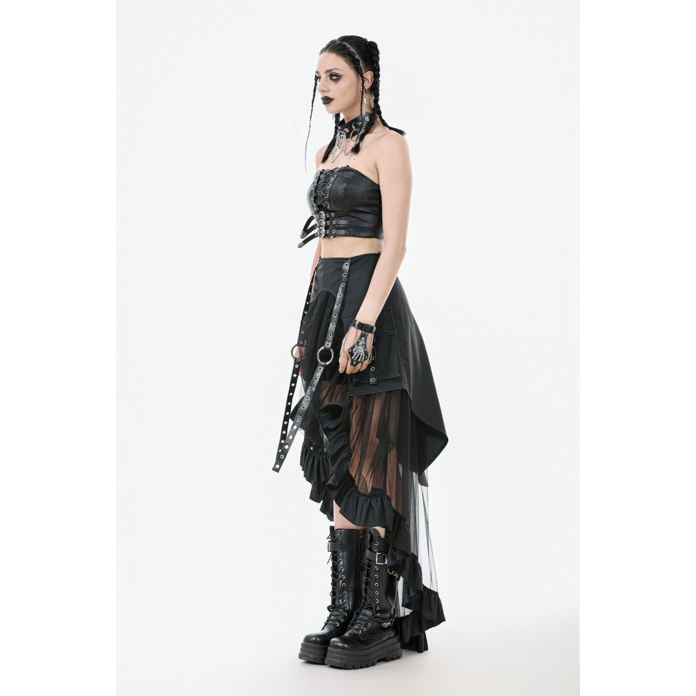Dark in Love Ravena Buckled Faux Leather Corset Top - DevilGothic DevilGothic