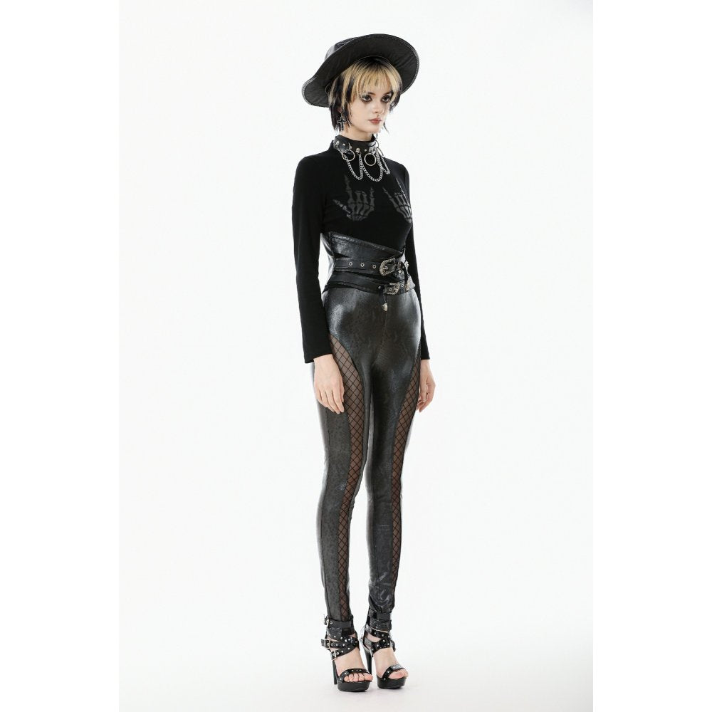 Dark in Love Serpentine Mesh Panel Leggings - DevilGothic DevilGothic