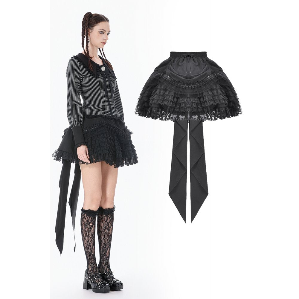 Dark In Love Beatrix Goth Satin Ruffled Overskirt - DevilGothic DevilGothic