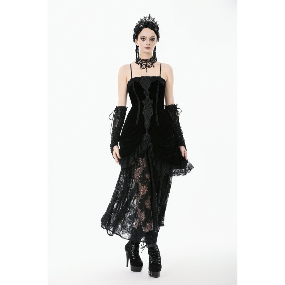 Dark in Love Vampiress Royal Velvet and Lace Maxi Dress - DevilGothic DevilGothic
