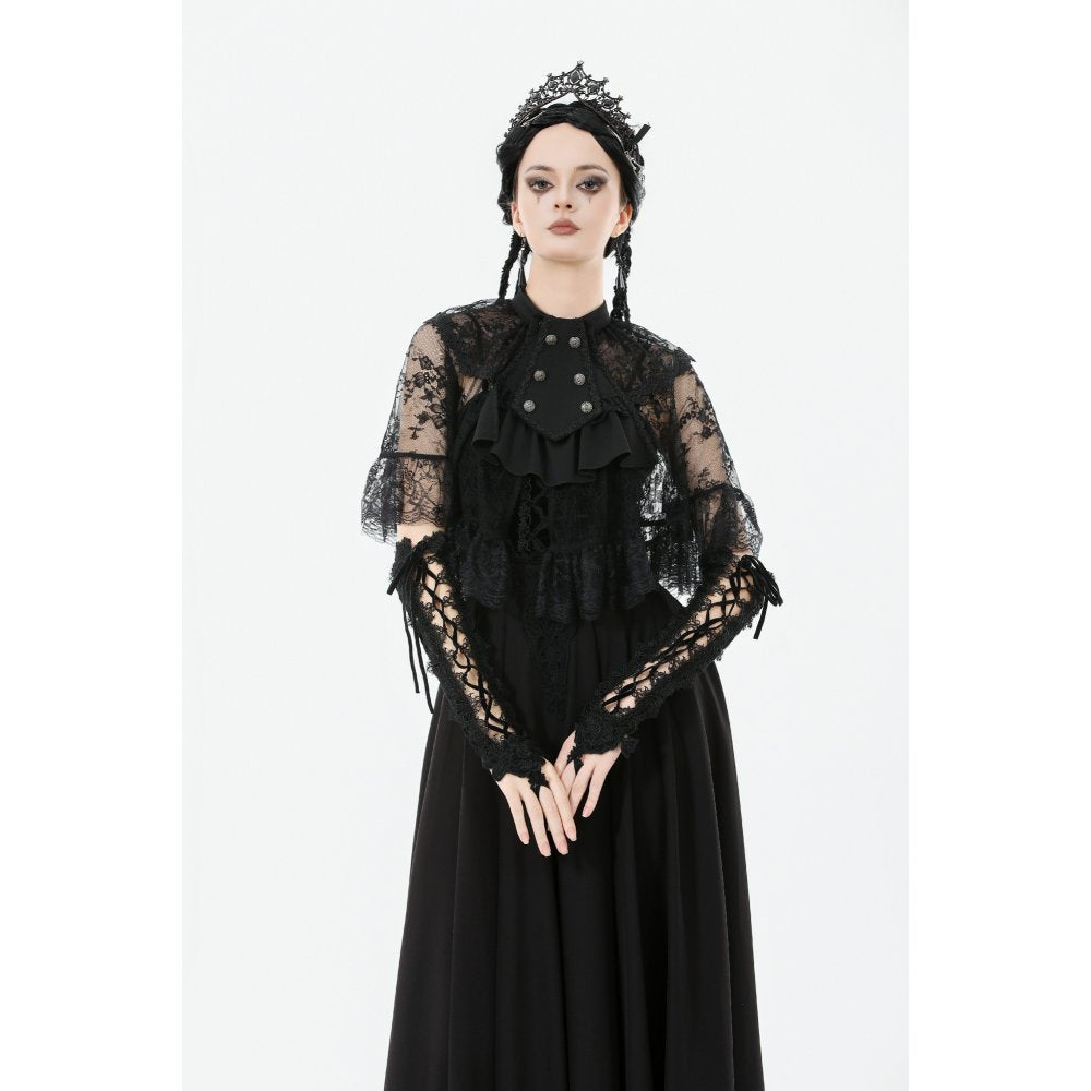 Dark in Love Bellatrix Lace Ruffle Capelet - DevilGothic DevilGothic