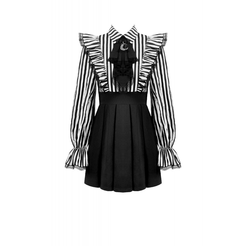 Dark in Love Striped Ruffle Gothic Lolita Dress - DevilGothic DevilGothic