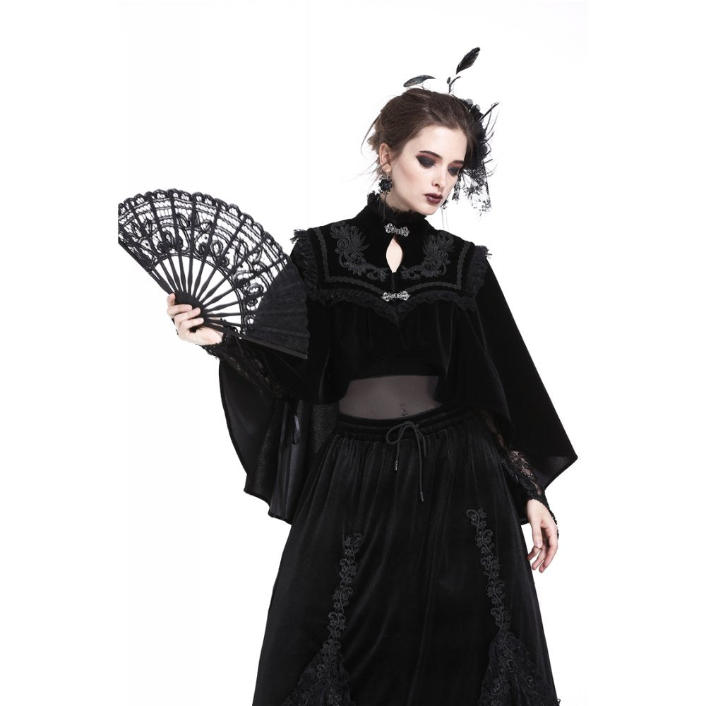 Dark in Love Gothic Elegance Black Lace Fan – Victorian-Inspired Accessory - DevilGothic DevilGothic