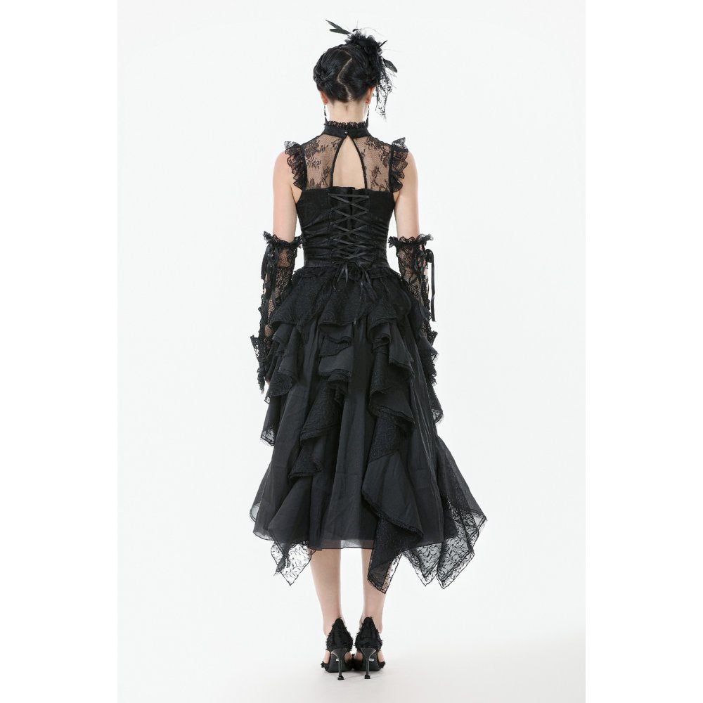 Dark in Love Seraphina Ruched Lace Goth Blouse in Black - DevilGothic DevilGothic
