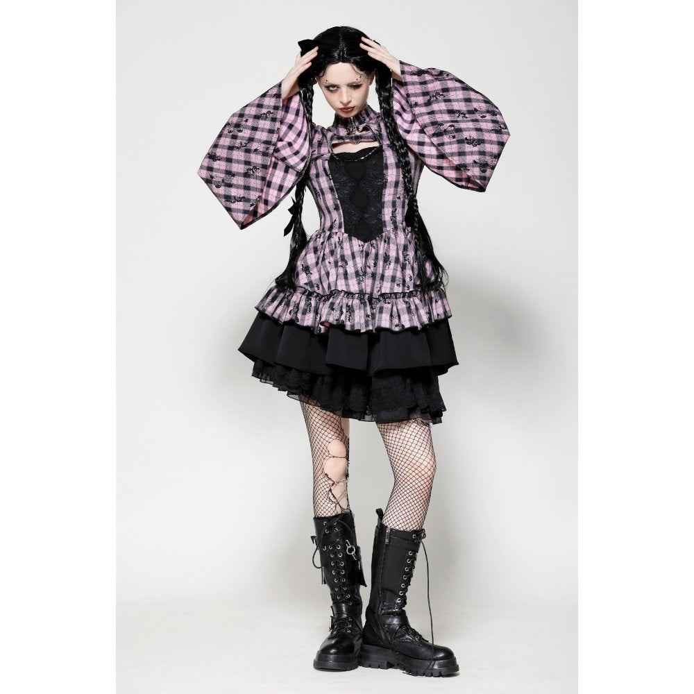Dark in Love Ellery Big Pink Butterfly Doll Bell-Sleeve Dress