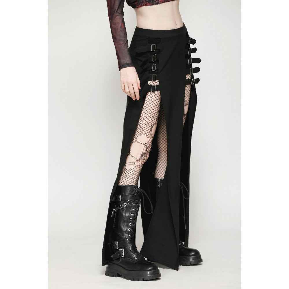 Dark in Love Phoenix Black Slit Metal Long Skirt