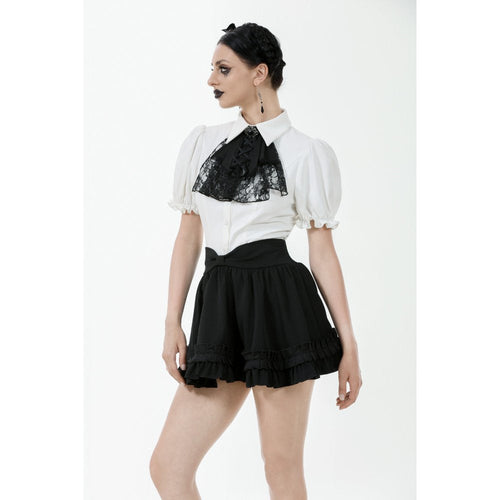 Dark in Love Lolita-Inspired Ruffled Mini Skirt in Black - DevilGothic DevilGothic