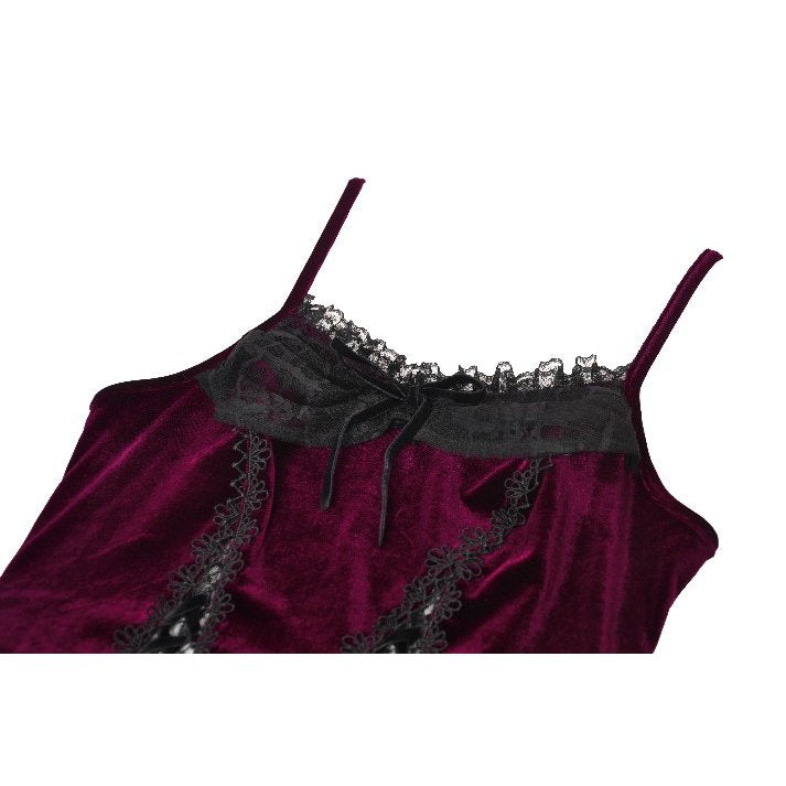 Dark in Love Serilda Velvet Lace Corset Top in Wine Red - DevilGothic DevilGothic
