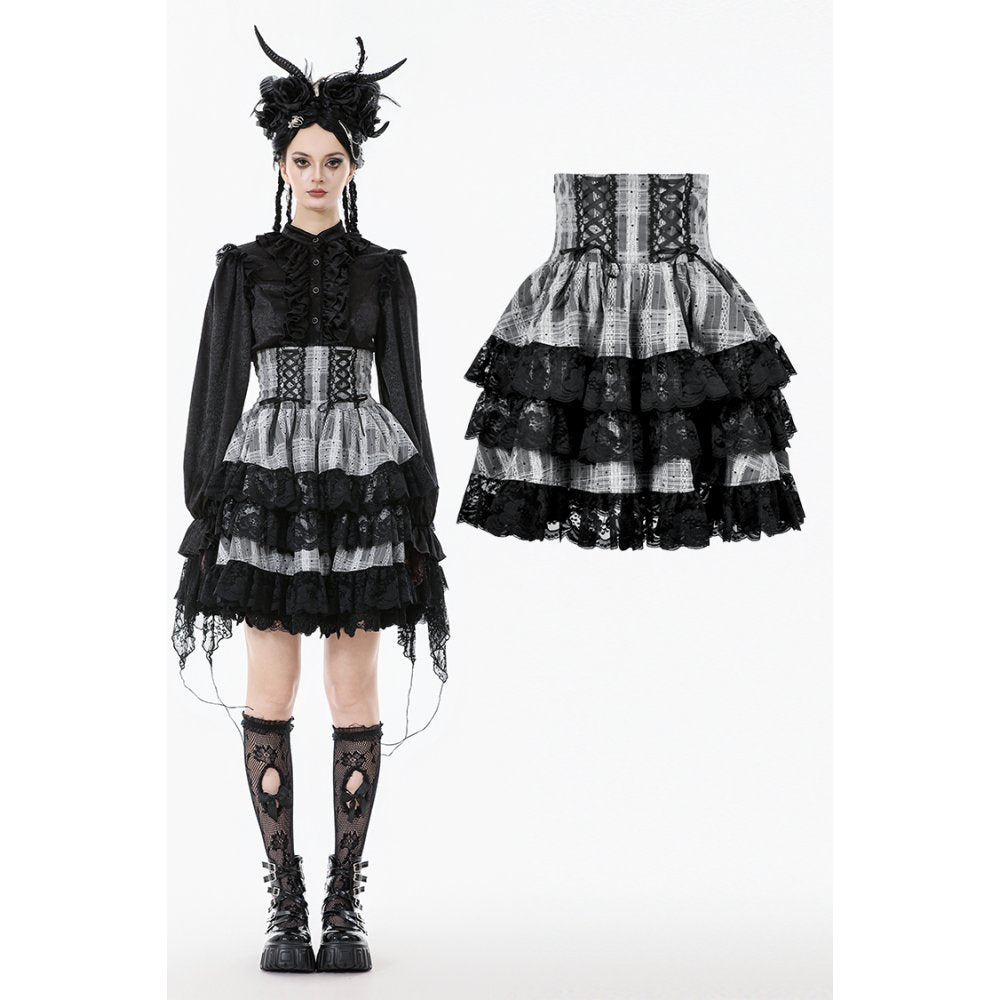 Dark in Love Hexa Layered Tartan Skirt - DevilGothic DevilGothic