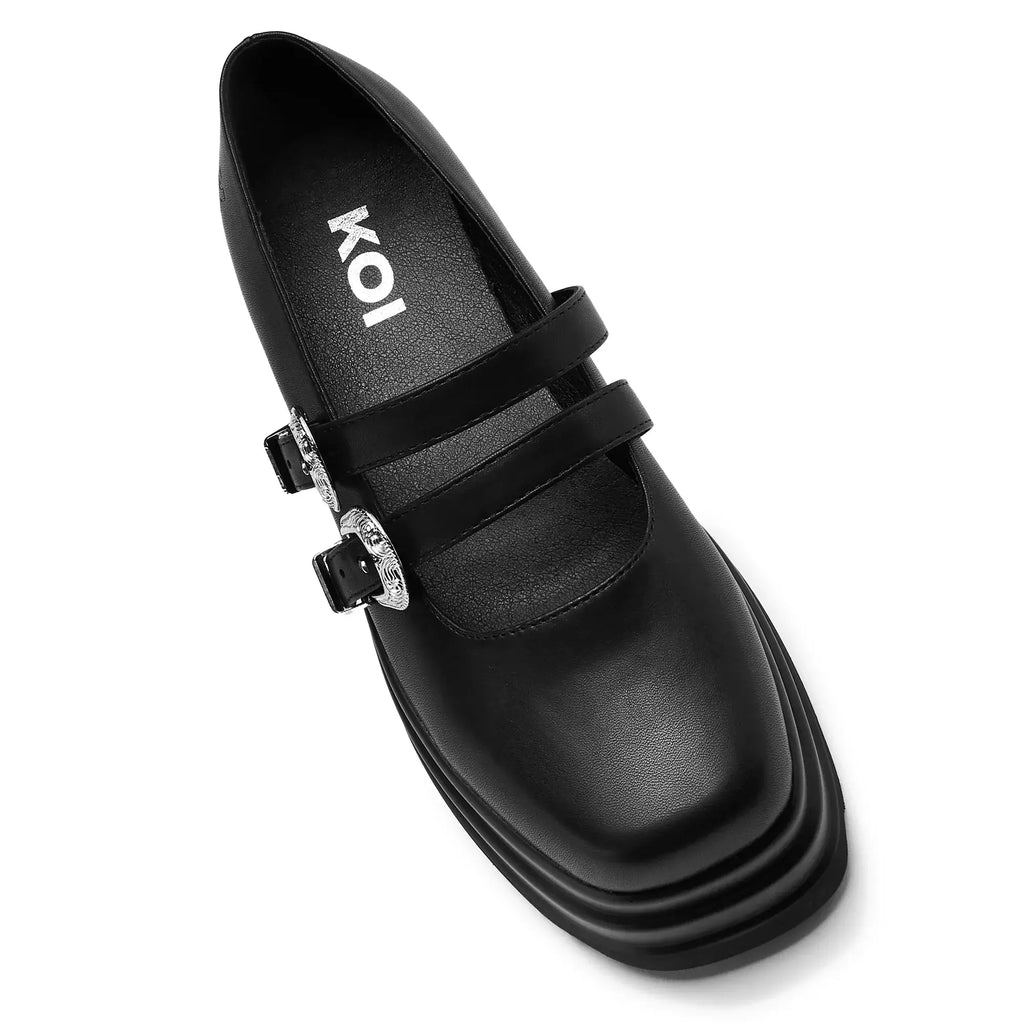 Koi Damona Trident Ornate Buckle Mary Janes  Shoes in Black - DevilGothic DevilGothic