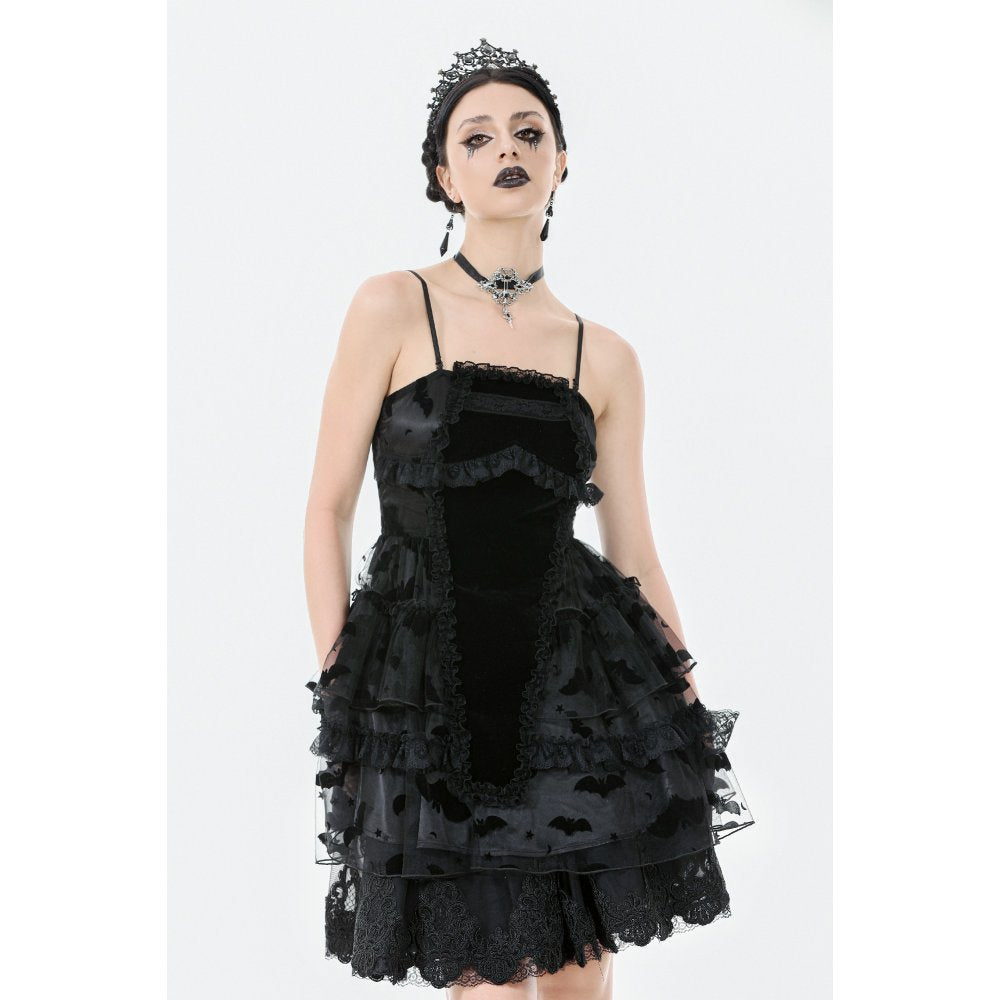 Dark in Love Morwenna Bat Mesh Layered Goth Mini Dress - DevilGothic DevilGothic