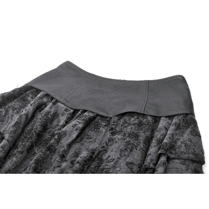 Dark in Love Elandra Layered Lace Handkerchief Hem Goth Skirt in Charcoal Black - DevilGothic DevilGothic