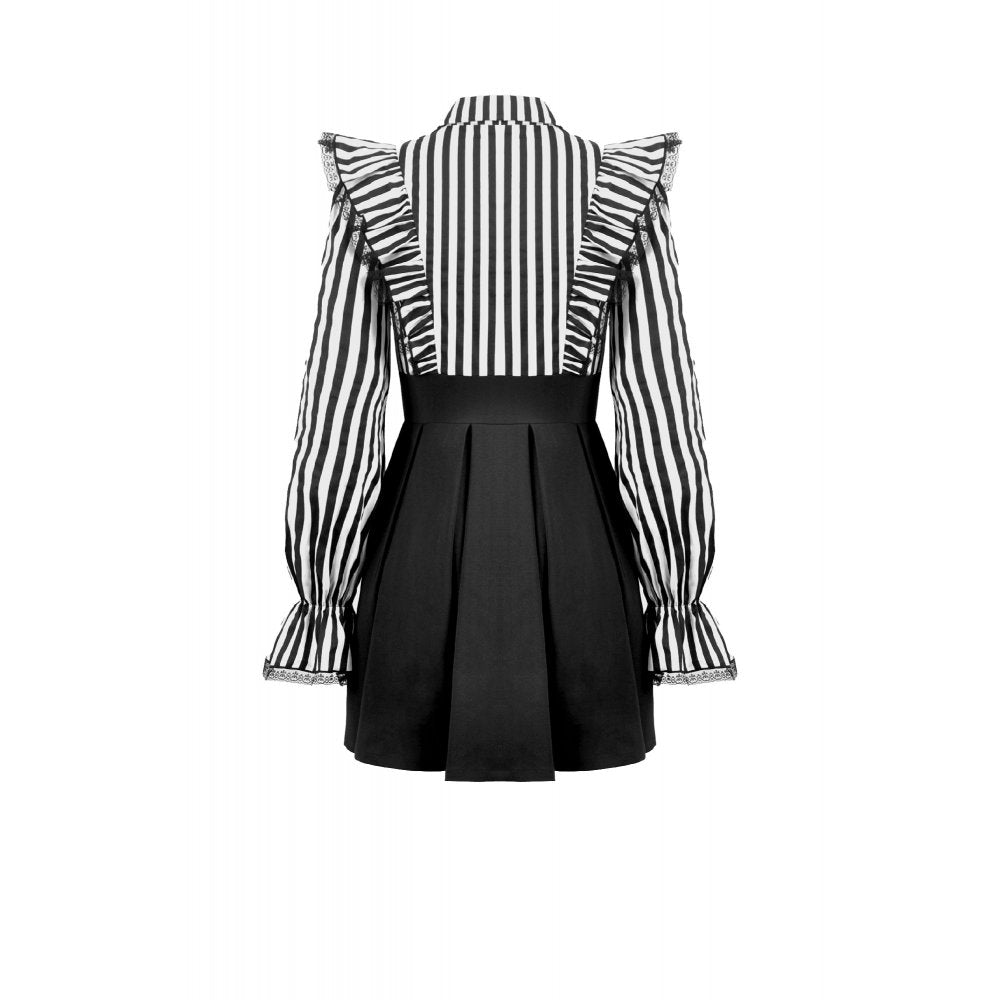 Dark in Love Striped Ruffle Gothic Lolita Dress - DevilGothic DevilGothic