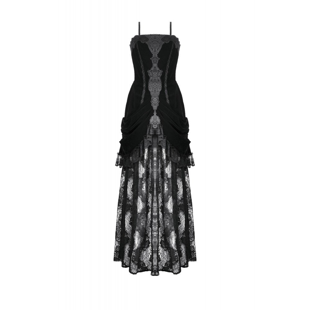 Dark in Love Vampiress Royal Velvet and Lace Maxi Dress - DevilGothic DevilGothic