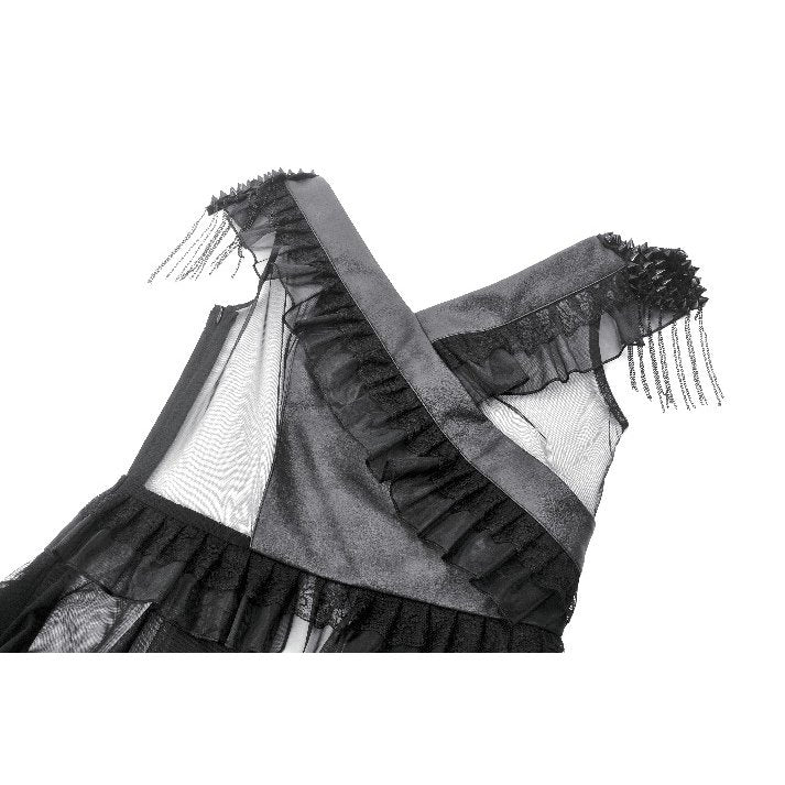 Dark in Love Seraphina Tiered Mesh & Ruffle Goth Layer Dress - DevilGothic DevilGothic