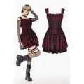 Dark in Love Morrigan Tartan Lace-Up Dress - DevilGothic DevilGothic