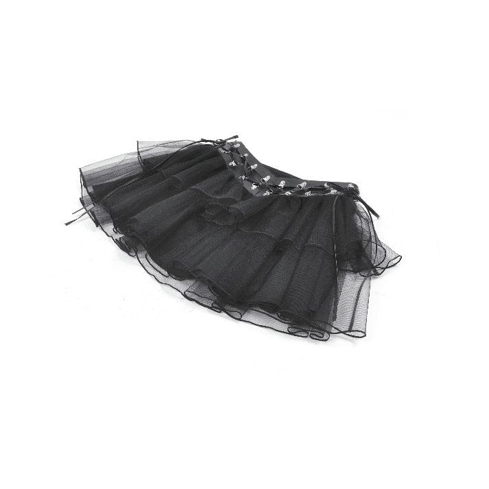 Dark in Love Bonded Tulle Layered Goth Mini Skirt in Black - DevilGothic DevilGothic