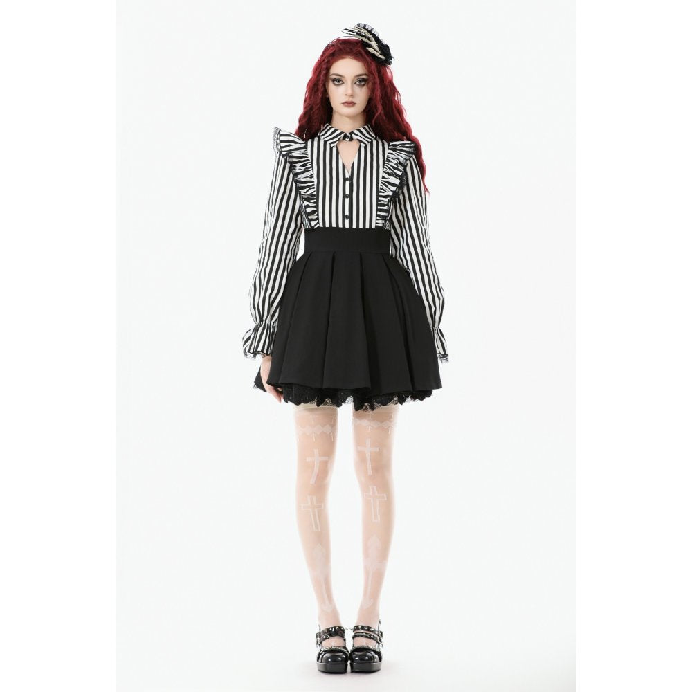 Dark in Love Striped Ruffle Gothic Lolita Dress - DevilGothic DevilGothic