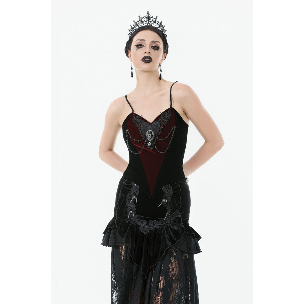 Dark in Love Morrigan Velvet & Lace Chain-Detail Top - DevilGothic DevilGothic